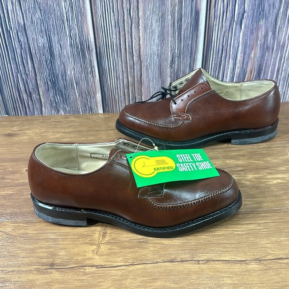 Vintage Safto Pedics by Iron Age MEN 7 BROWN LEATHER STEEL TOE OXFORD work shoes